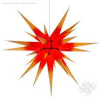 gelbe Herrnhuter Innensterne mit rotem Kern - alle Größen