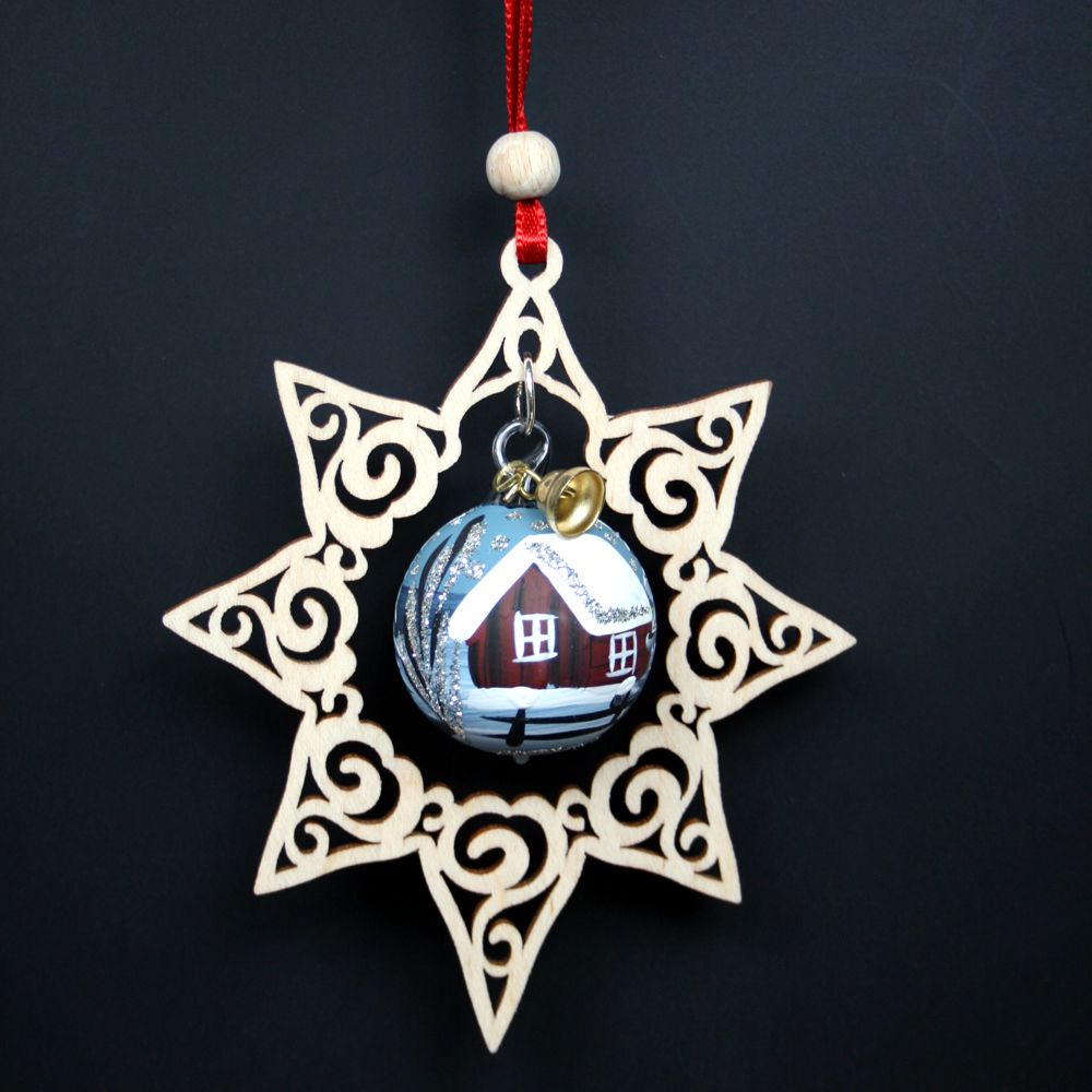 Artikel Bild: Baumbehang - Stern mit Kugel Silbermond, 9 cm 