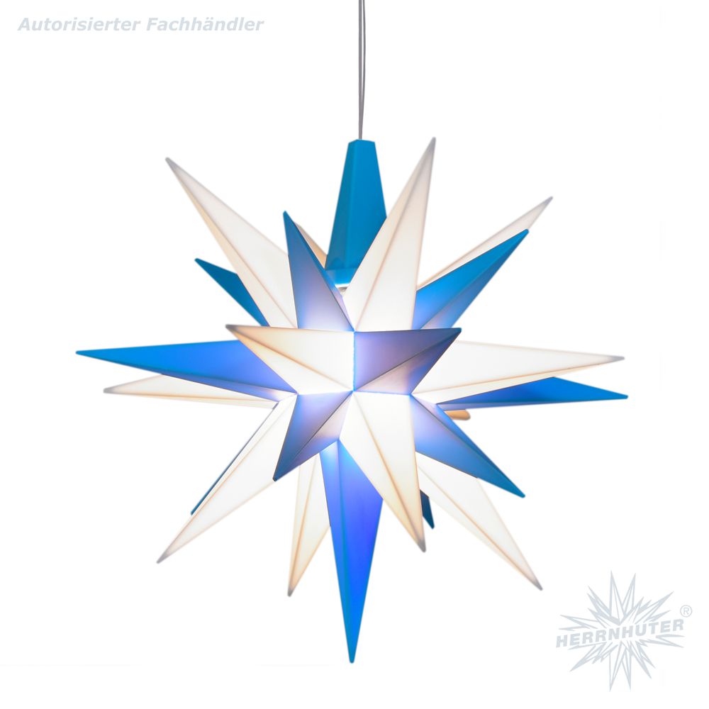 Artikel Bild: Ministern mit LED - weiß/blau - Herrnhuter Stern 13 cm