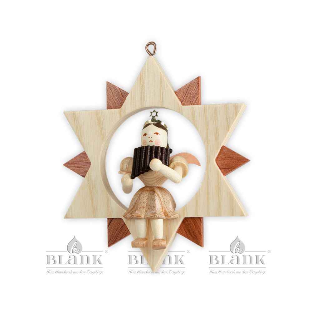 Artikel Bild: Engel im Stern mit Panflöte - natur