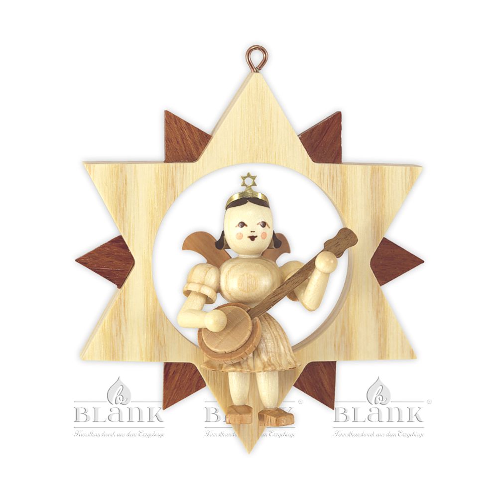 Artikel Bild: Engel im Stern mit Banjo - natur