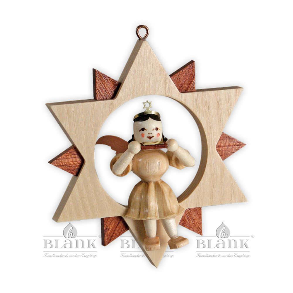 Artikel Bild: Engel im Stern mit Mundharmonika - natur