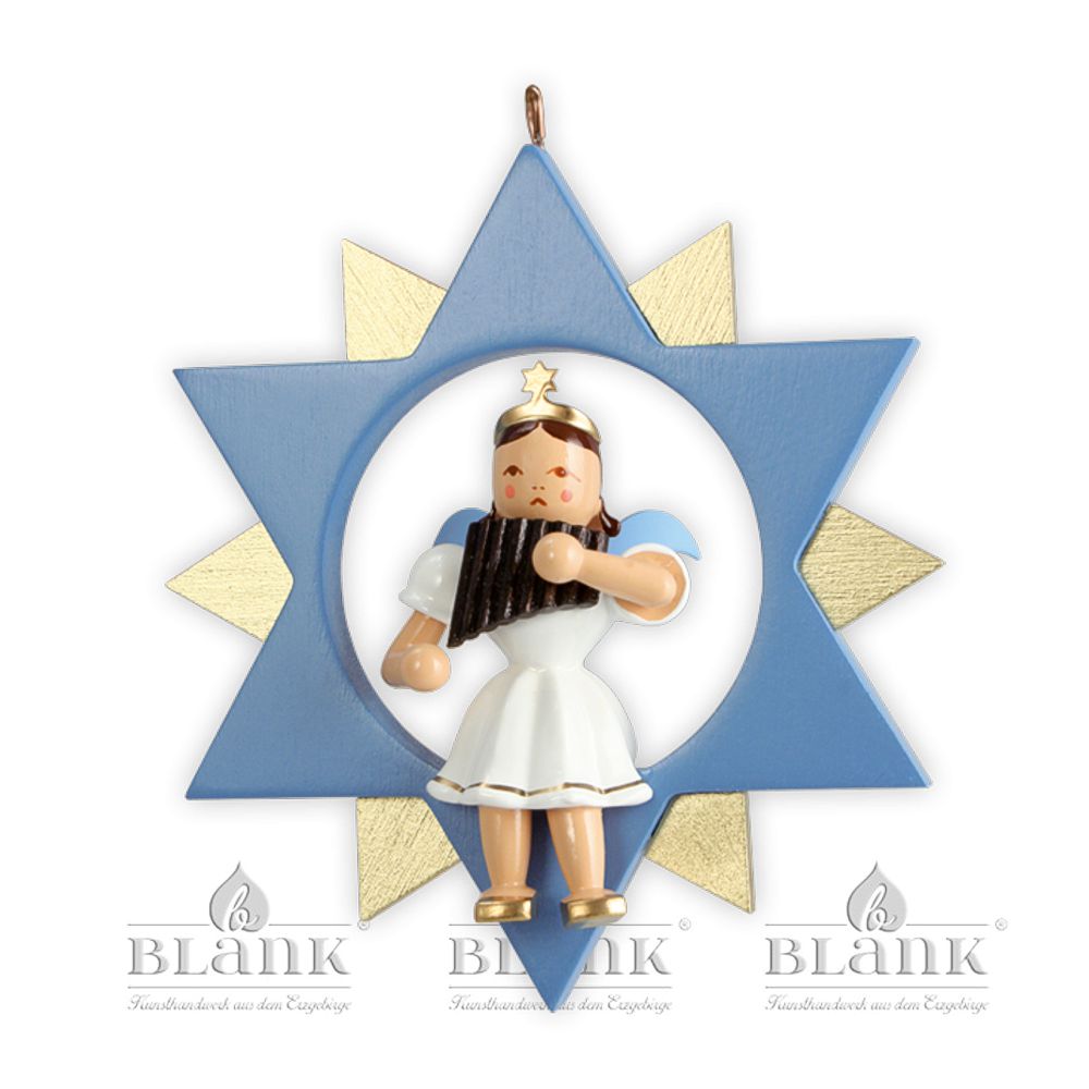 Artikel Bild: Engel im Stern mit Panflöte - farbig