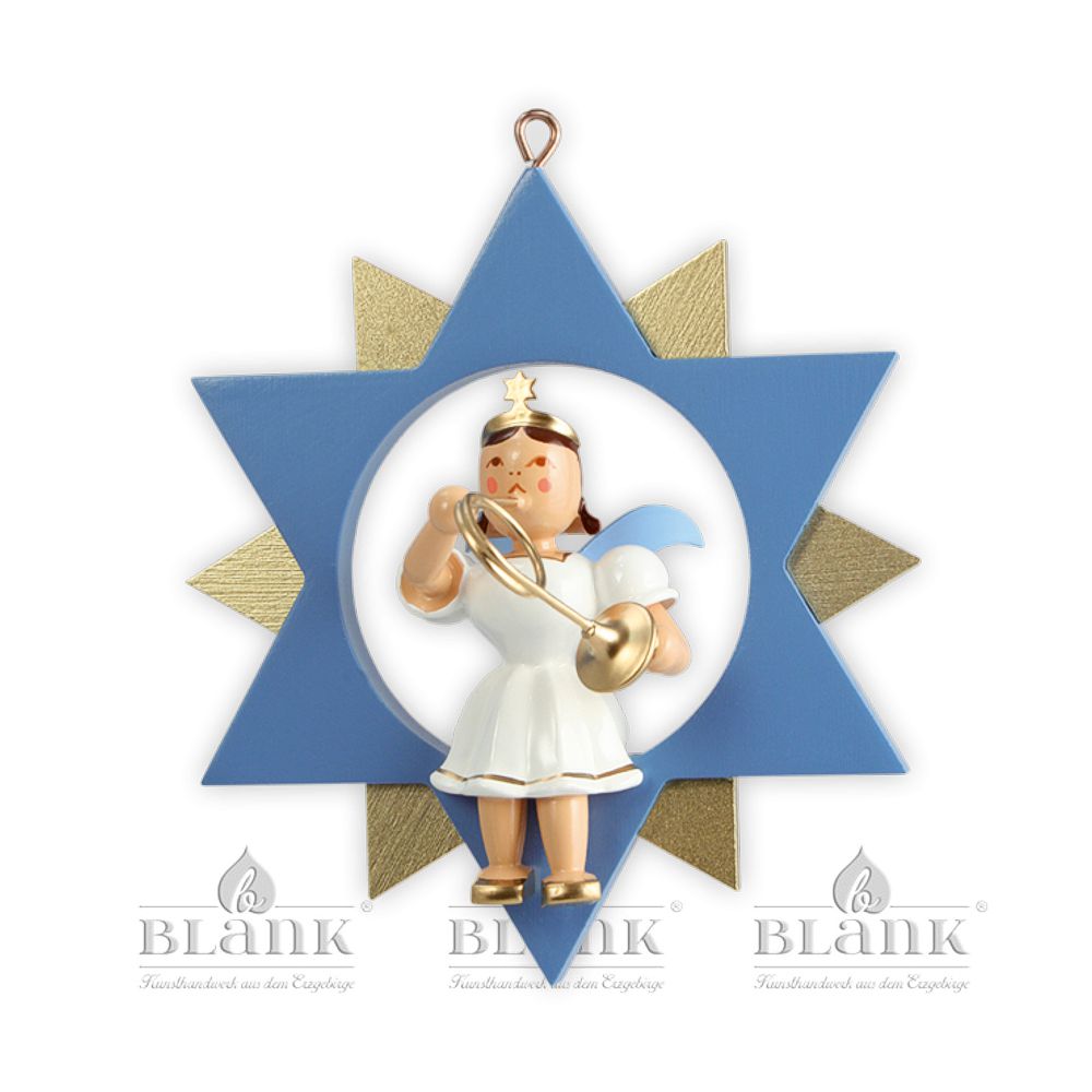 Artikel Bild: Engel im Stern mit Waldhorn - farbig