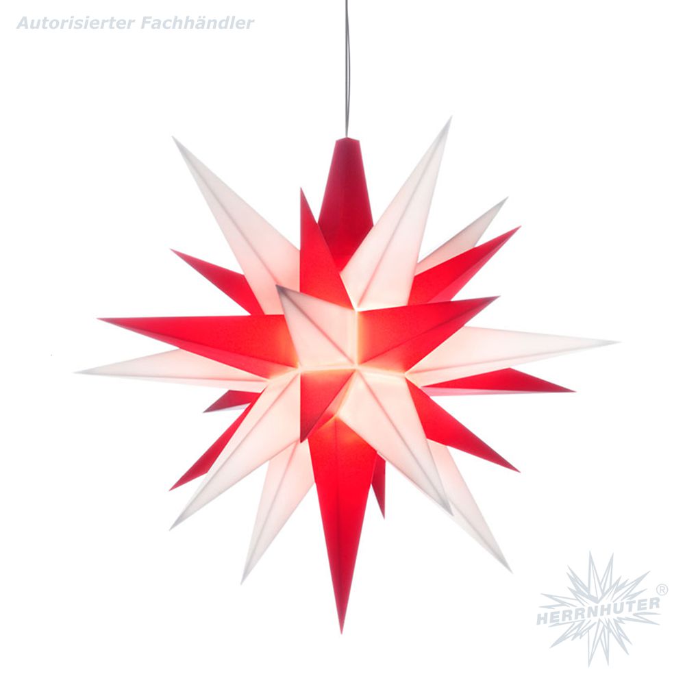 Artikel Bild: Ministern mit LED - weiß/rot - Herrnhuter Stern 13 cm