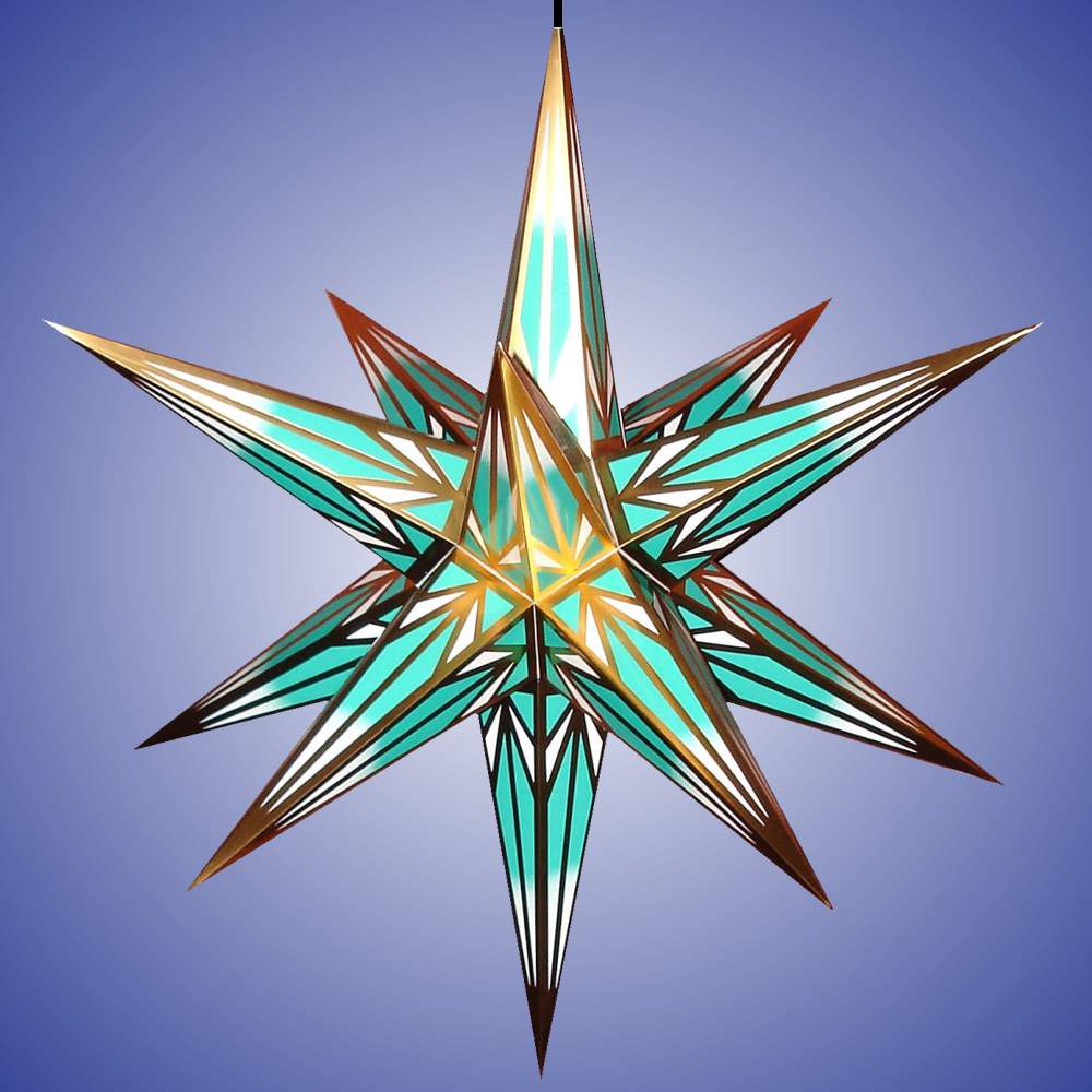 Artikel Bild: Haßlauer Weihnachtsstern minttürkis/weiß mit Goldmuster für Außen 75 cm