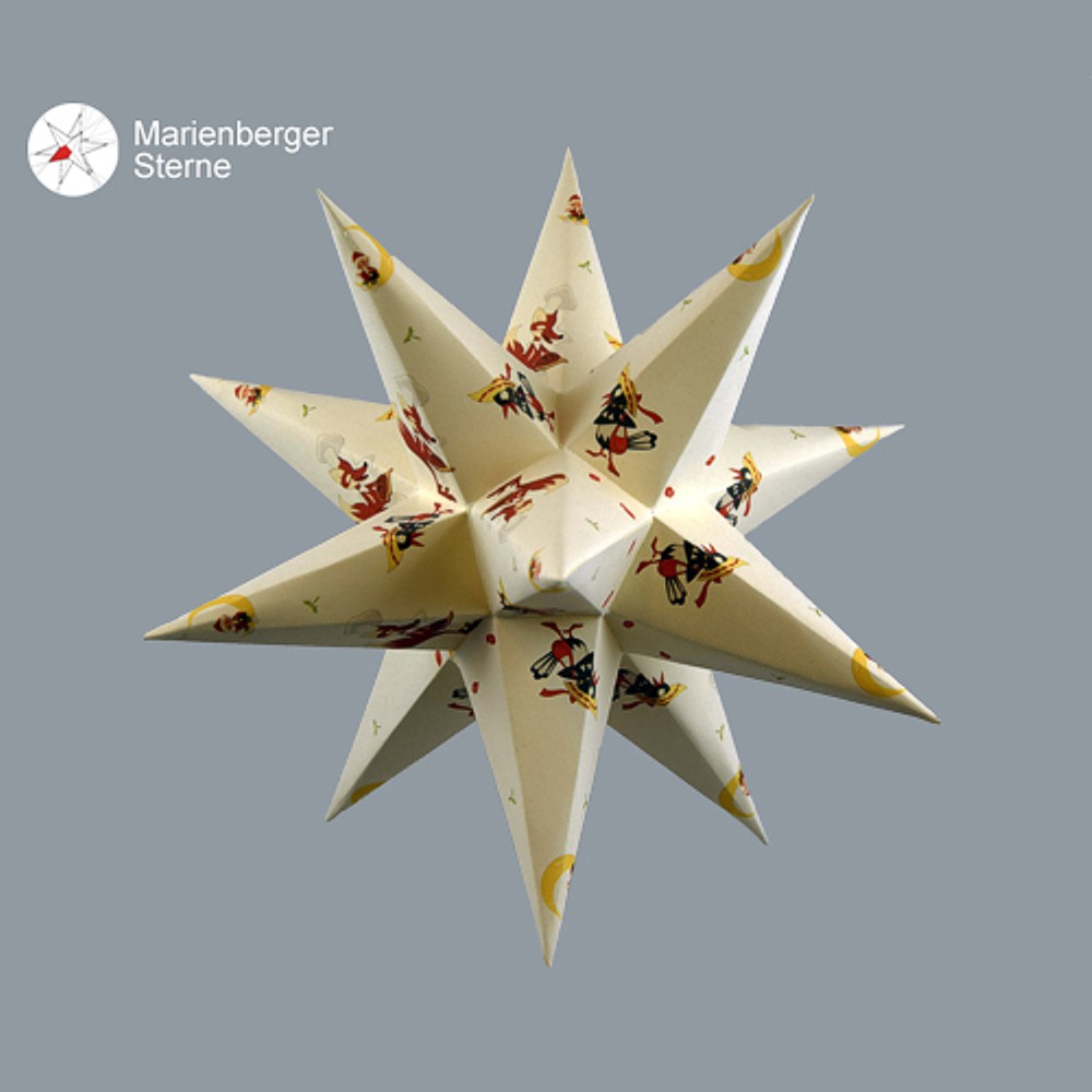 Artikel Bild: Motivstern creme mit Fuchs und Elster 16 cm ohne Beleuchtung