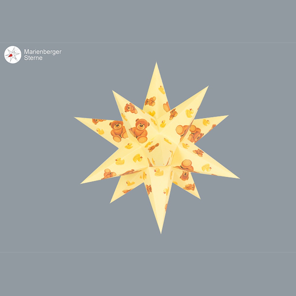 Artikel Bild: Motivstern gelb Teddy mit Ente 16 cm ohne Beleuchtung