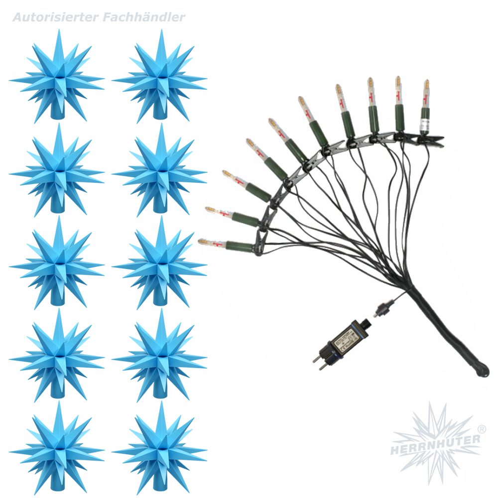 Artikel Bild: LED Sternenkette - blau - 10er Kette Herrnhuter Sterne