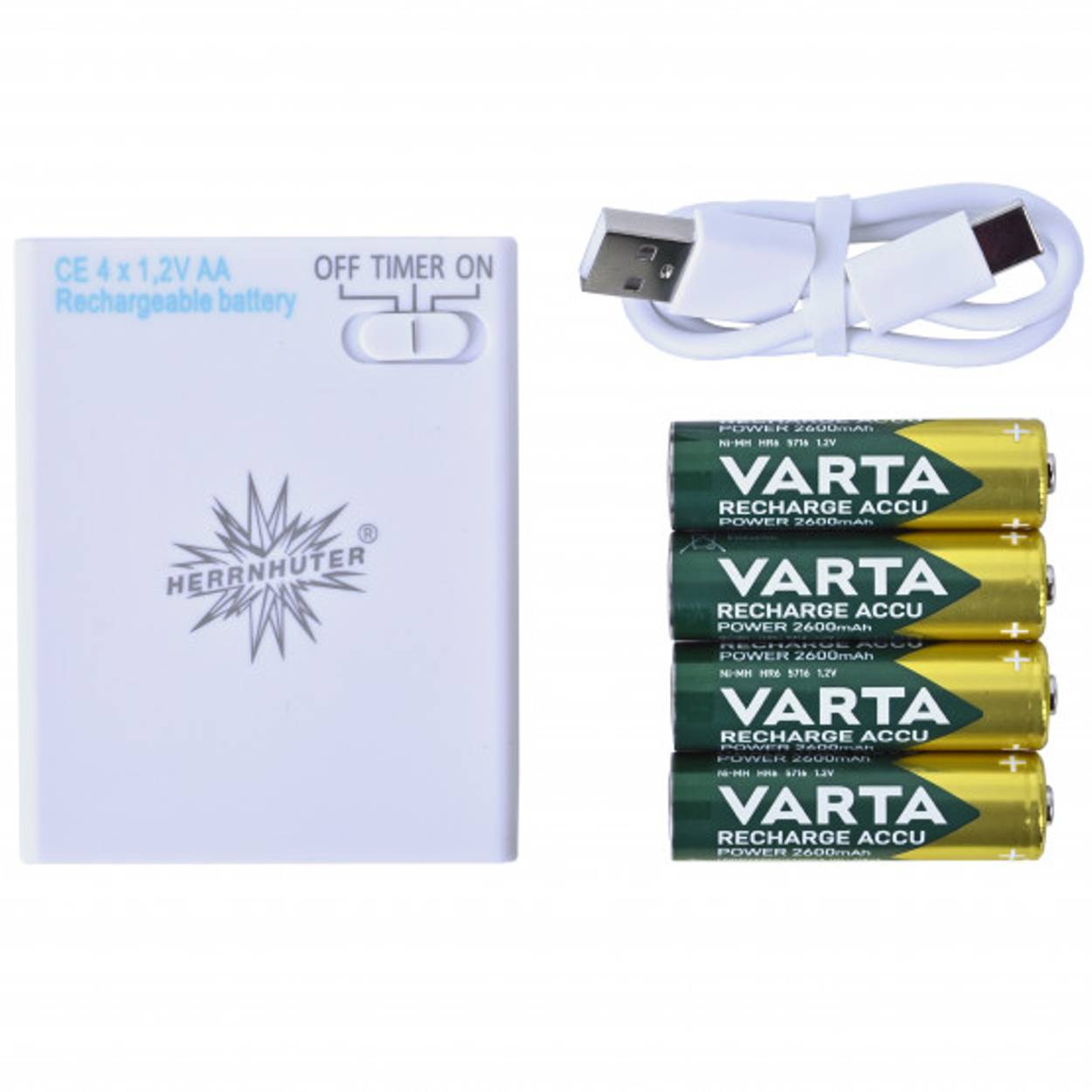 Artikel Bild: Akku-Batteriehalter mit Timer für 1 Herrnhuter LED-Ministern 