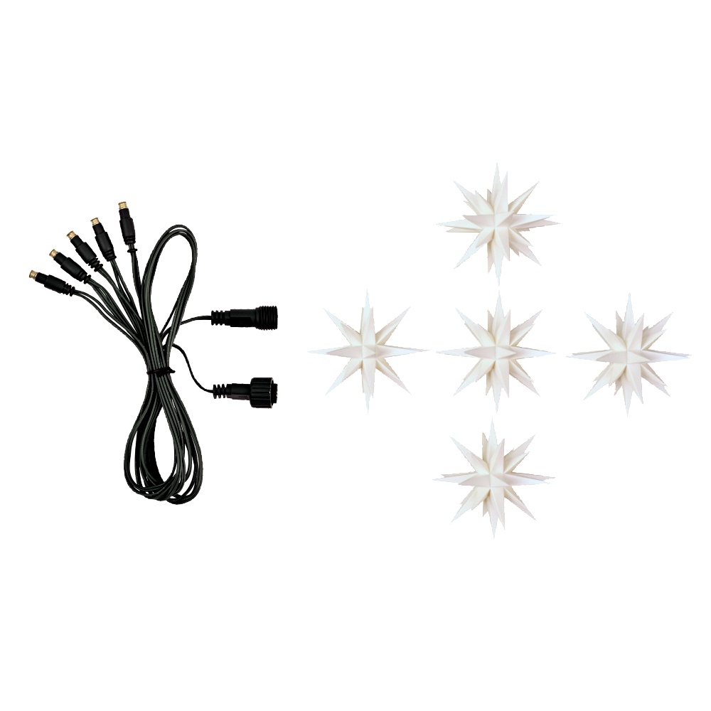 Artikel Bild: Miniatur-Sternenkette - weiß - Kurzkette/Erweiterung 5 Sterne - 8 cm Herrnhuter Sterne