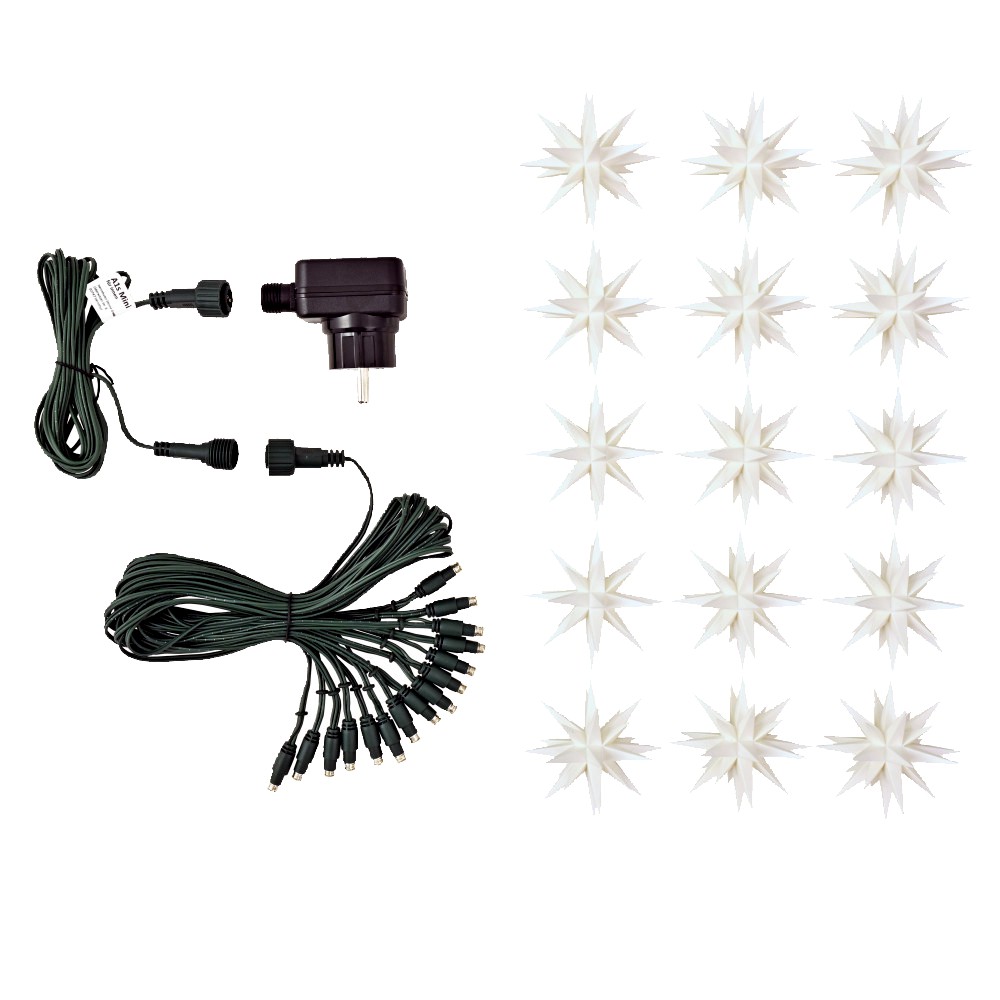 Artikel Bild: Miniatur-Sternenkette - weiß - 15 Sterne - 8 cm Herrnhuter Sterne