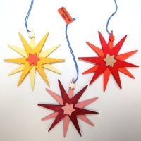 Artikel-Bild-Baumbehang - 3 Sterne je 8 cm - farbig