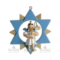 Artikel-Bild-Engel im Stern mit Zugposaune - farbig