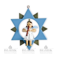 Artikel-Bild-Engel im Stern mit Blockflöte - farbig