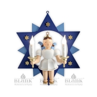 Artikel-Bild-großer Engel im Stern mit elektrisch beleuchteten Kerzen - farbig