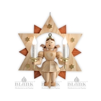 Artikel-Bild-großer Engel im Stern mit elektrisch beleuchteten Kerzen - natur