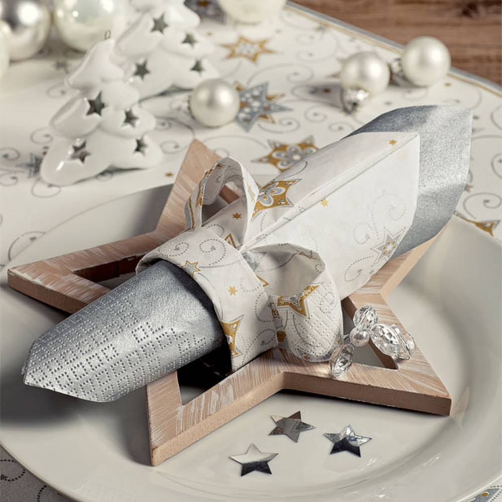 Cocktailserviette - wirbelnde Sterne - silber - 552 - 213 - 0 - 1